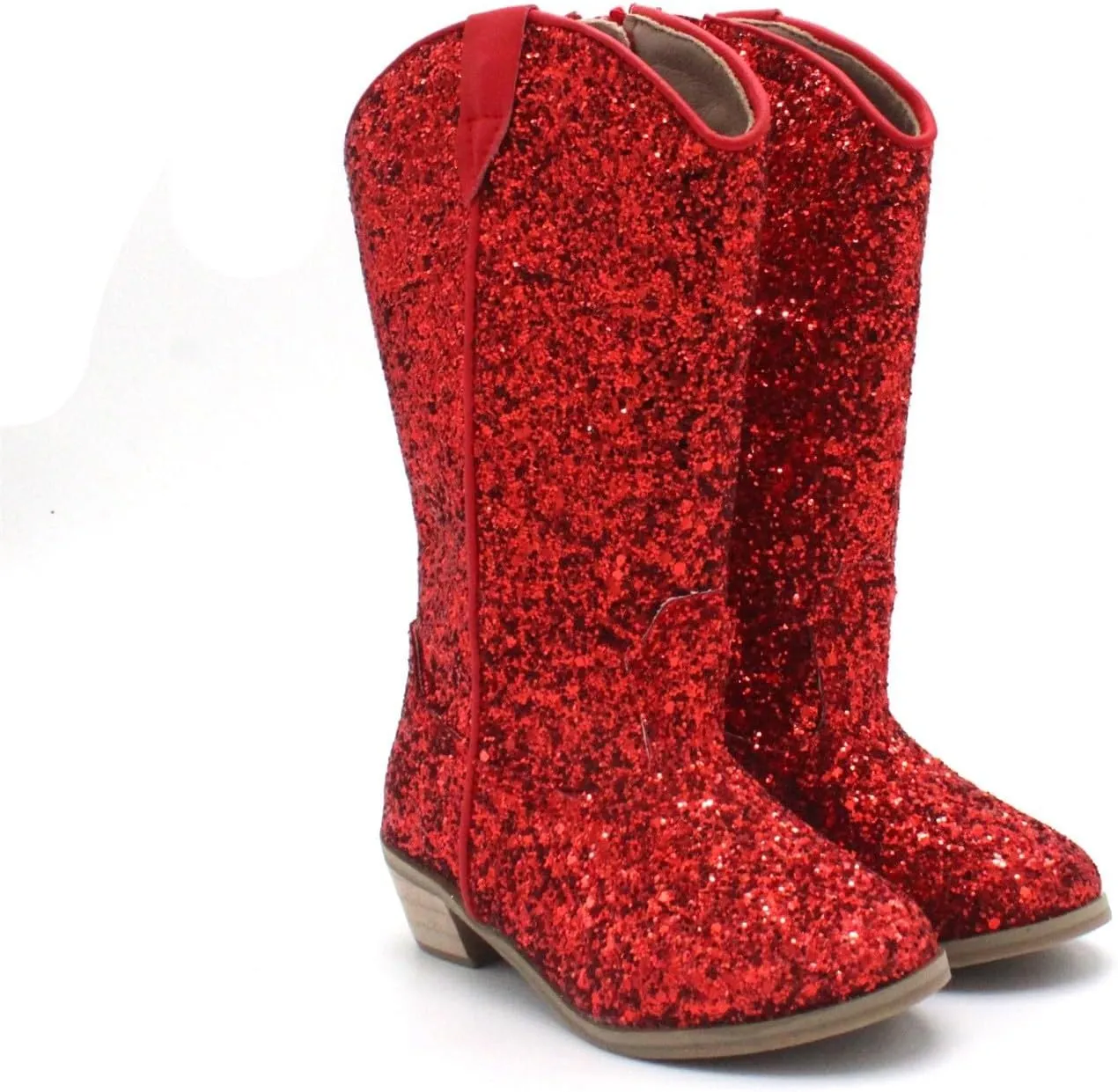 Girls Sequin Sparkly Cowboy Boots Kids hinestone Glitter Low Heel Wedding Dress Booties Western Pointed Toe Shoes