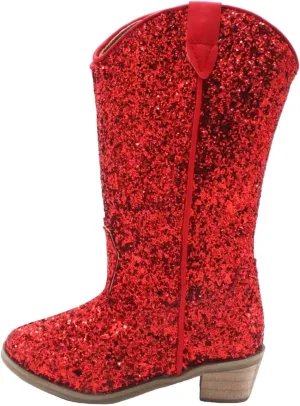 Girls Sequin Sparkly Cowboy Boots Kids hinestone Glitter Low Heel Wedding Dress Booties Western Pointed Toe Shoes
