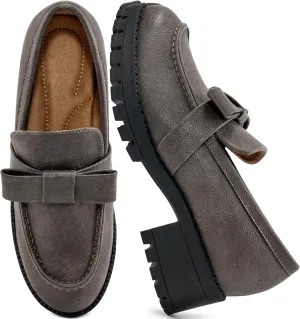 HARENCE Platform Loafers for Women Dressy: Casual Comfortable Slip On Chunky Loafer Walking Penny Work Business Office Shoes