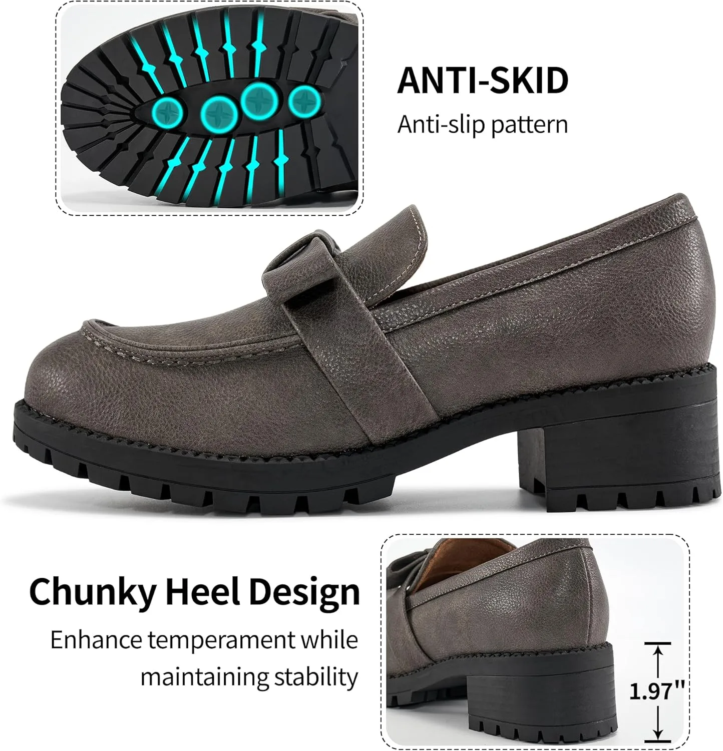 HARENCE Platform Loafers for Women Dressy: Casual Comfortable Slip On Chunky Loafer Walking Penny Work Business Office Shoes