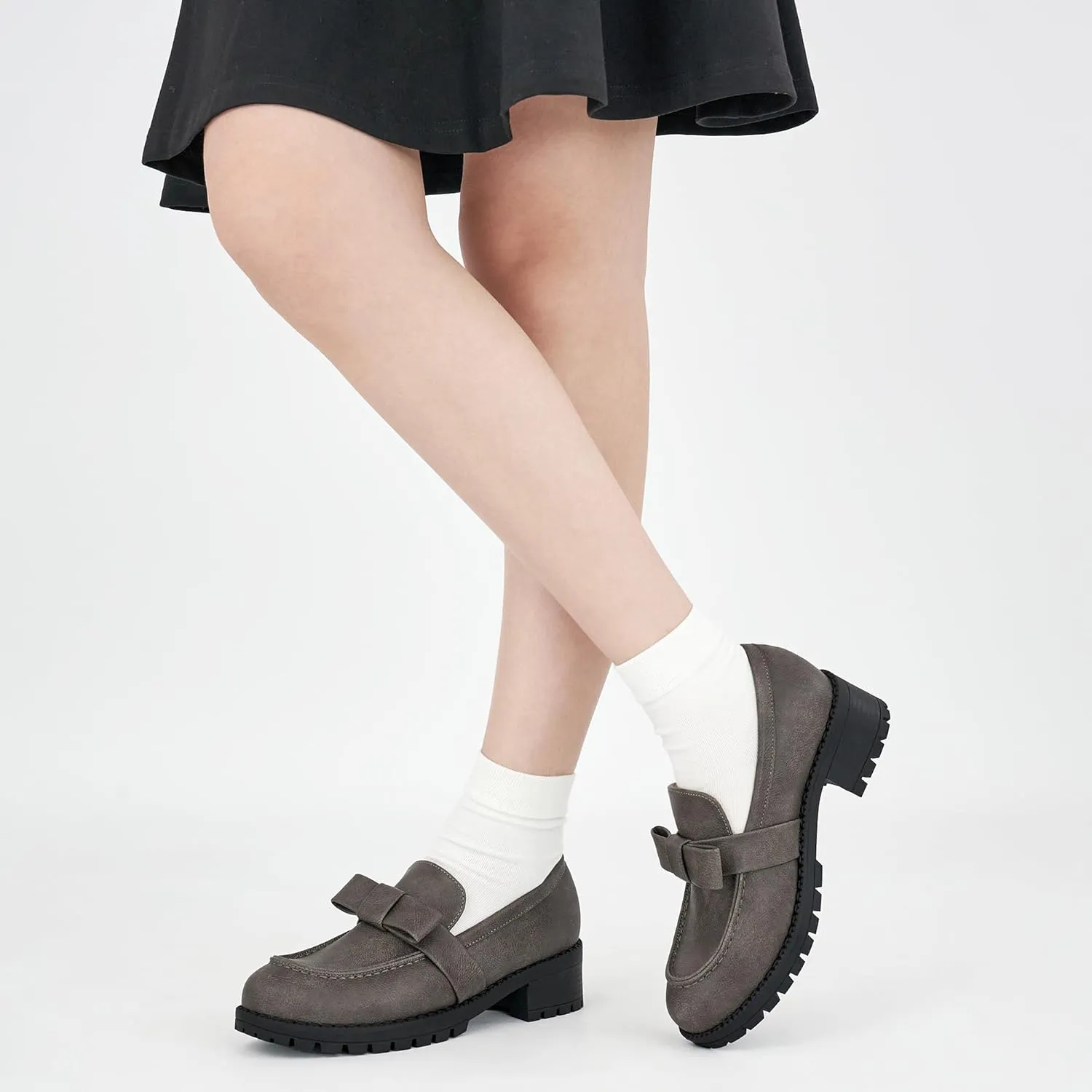 HARENCE Platform Loafers for Women Dressy: Casual Comfortable Slip On Chunky Loafer Walking Penny Work Business Office Shoes