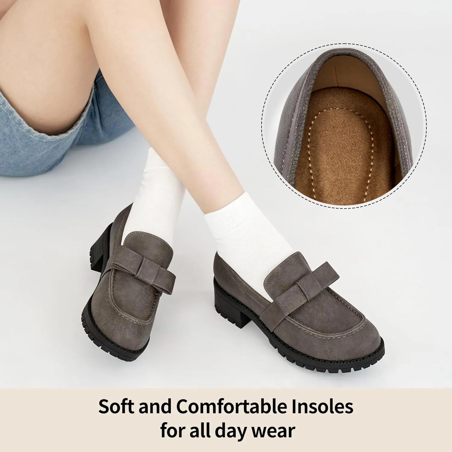 HARENCE Platform Loafers for Women Dressy: Casual Comfortable Slip On Chunky Loafer Walking Penny Work Business Office Shoes