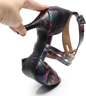 Heeled Sandals for Women Dancing Shoes Ballroom for Girls, Suede Sole Dance Shoes,Wedding Ballroom Ladies Latin Salsa Dance Shoes (Color : Black, Size : US10.5/EU42/UK8.5)