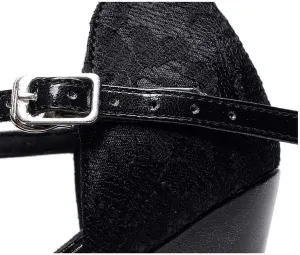 Heeled Sandals for Women Dancing Shoes Ballroom for Girls, Suede Sole Dance Shoes,Wedding Ballroom Ladies Latin Salsa Dance Shoes (Color : Black, Size : US6.5)