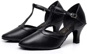 Heeled Sandals for Women Dancing Shoes Ballroom for Girls, Suede Sole Dance Shoes,Wedding Ballroom Ladies Latin Salsa Dance Shoes (Color : Black, Size : US9.5)
