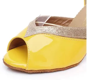 Heeled Sandals for Women Dancing Shoes Ballroom for Girls, Suede Sole Dance Shoes,Wedding Ballroom Ladies Latin Salsa Dance Shoes (Color : Yellow, Size : US8/EU39/UK6)