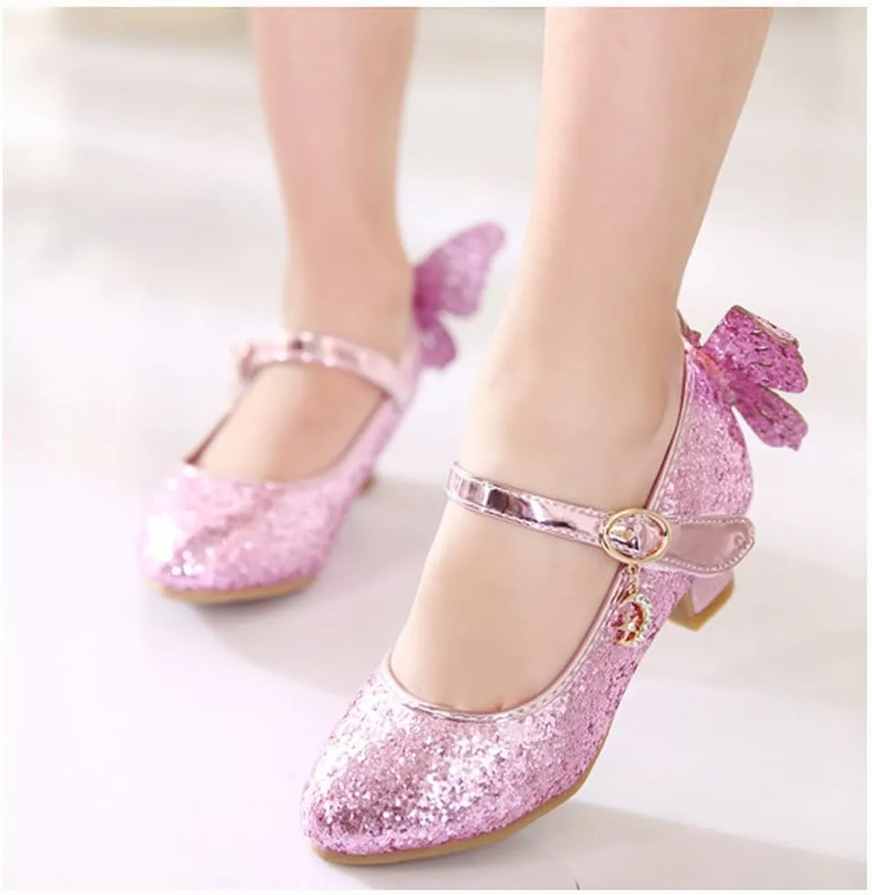 Heeled Sandals for Women Kids Girls/Women Mary Jane Shoes Sequined Princess Party Shoes Round Toe Kitten Heel Sandals Glitter Court Shoes Buckle Ankle Dance Shoes for Latin Ballroom Salsa