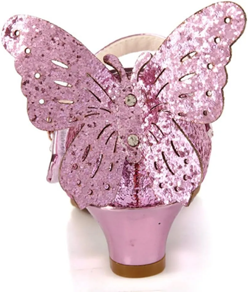 Heeled Sandals for Women Kids Girls/Women Mary Jane Shoes Sequined Princess Party Shoes Round Toe Kitten Heel Sandals Glitter Court Shoes Buckle Ankle Dance Shoes for Latin Ballroom Salsa