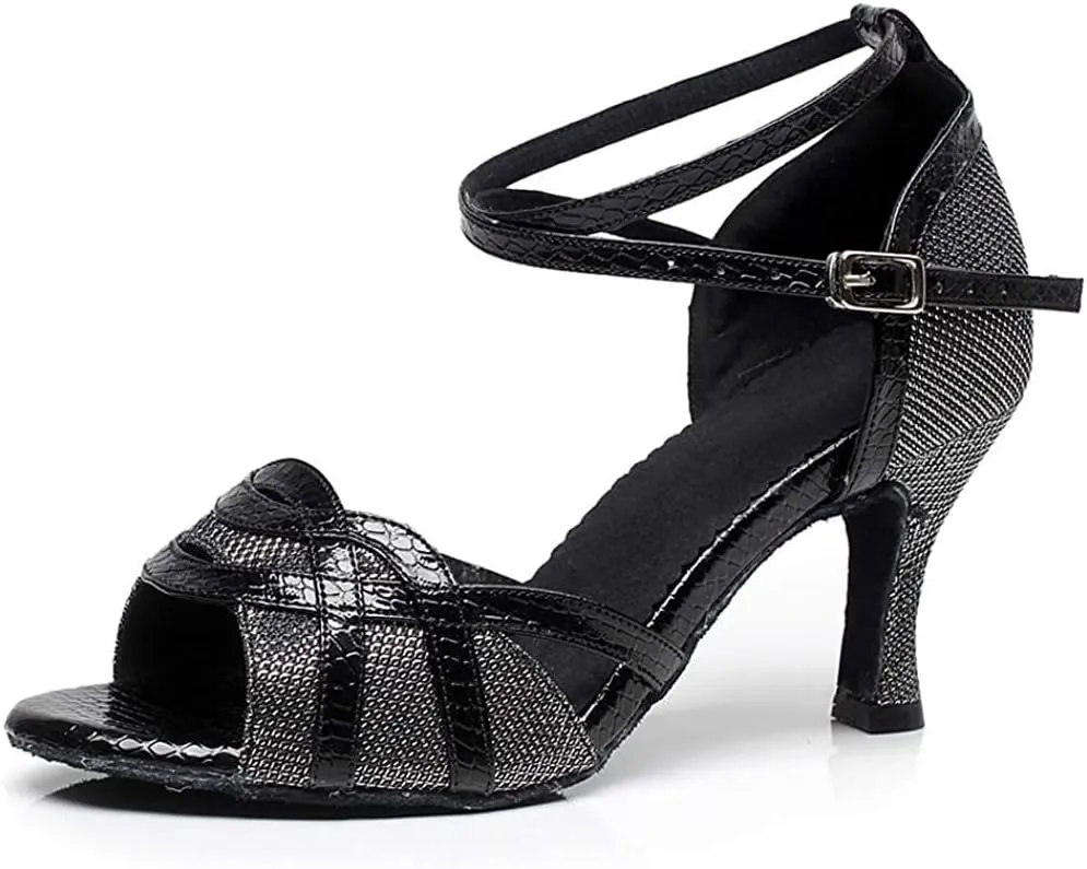 Heeled Sandals for Women Women' s Latin Dance Shoes, Salsa Party Wedding Ballroom Dancing Shoes (Color : Black 10cm, Size : 5 UK)
