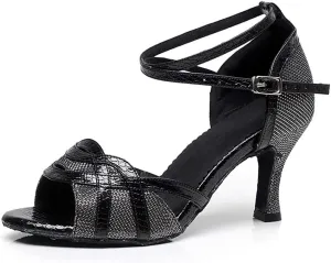 Heeled Sandals for Women Women' s Latin Dance Shoes, Salsa Party Wedding Ballroom Dancing Shoes (Color : Black 10cm, Size : 5 UK)