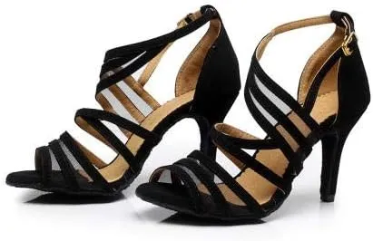 Heeled Sandals for Women Women's Ballroom Dance Shoes, Social Dance Shoes, Black Latin Dance Shoes, Adult high-Heel Dance Shoes, mid-Heel Dance Sandals, Soft Sole Fashion (Size : 7.5)