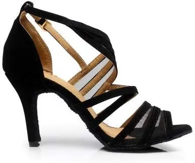 Heeled Sandals for Women Women's Ballroom Dance Shoes, Social Dance Shoes, Black Latin Dance Shoes, Adult high-Heel Dance Shoes, mid-Heel Dance Sandals, Soft Sole Fashion (Size : 7.5)