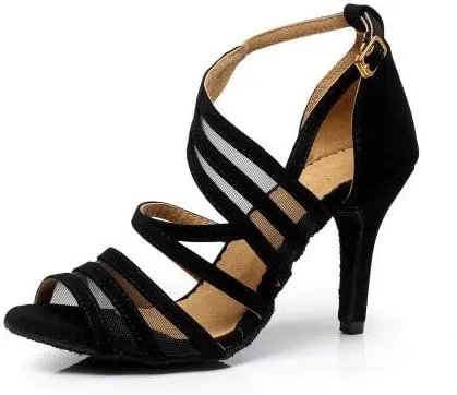 Heeled Sandals for Women Women's Ballroom Dance Shoes, Social Dance Shoes, Black Latin Dance Shoes, Adult high-Heel Dance Shoes, mid-Heel Dance Sandals, Soft Sole Fashion (Size : 7.5)