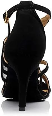 Heeled Sandals for Women Women's Ballroom Dance Shoes, Social Dance Shoes, Black Latin Dance Shoes, Adult high-Heel Dance Shoes, mid-Heel Dance Sandals, Soft Sole Fashion (Size : 7.5)