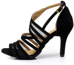 Heeled Sandals for Women Women's Ballroom Dance Shoes, Social Dance Shoes, Black Latin Dance Shoes, Adult high-Heel Dance Shoes, mid-Heel Dance Sandals, Soft Sole Fashion (Size : 7.5)