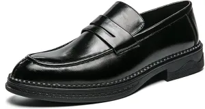 HOOENG Loafer Shoes Driving Moccasins for Men Simple Slip On Penny Loafers Vegan Leather Anti-Slip Flat Heel Flexible Outdoor Slip On