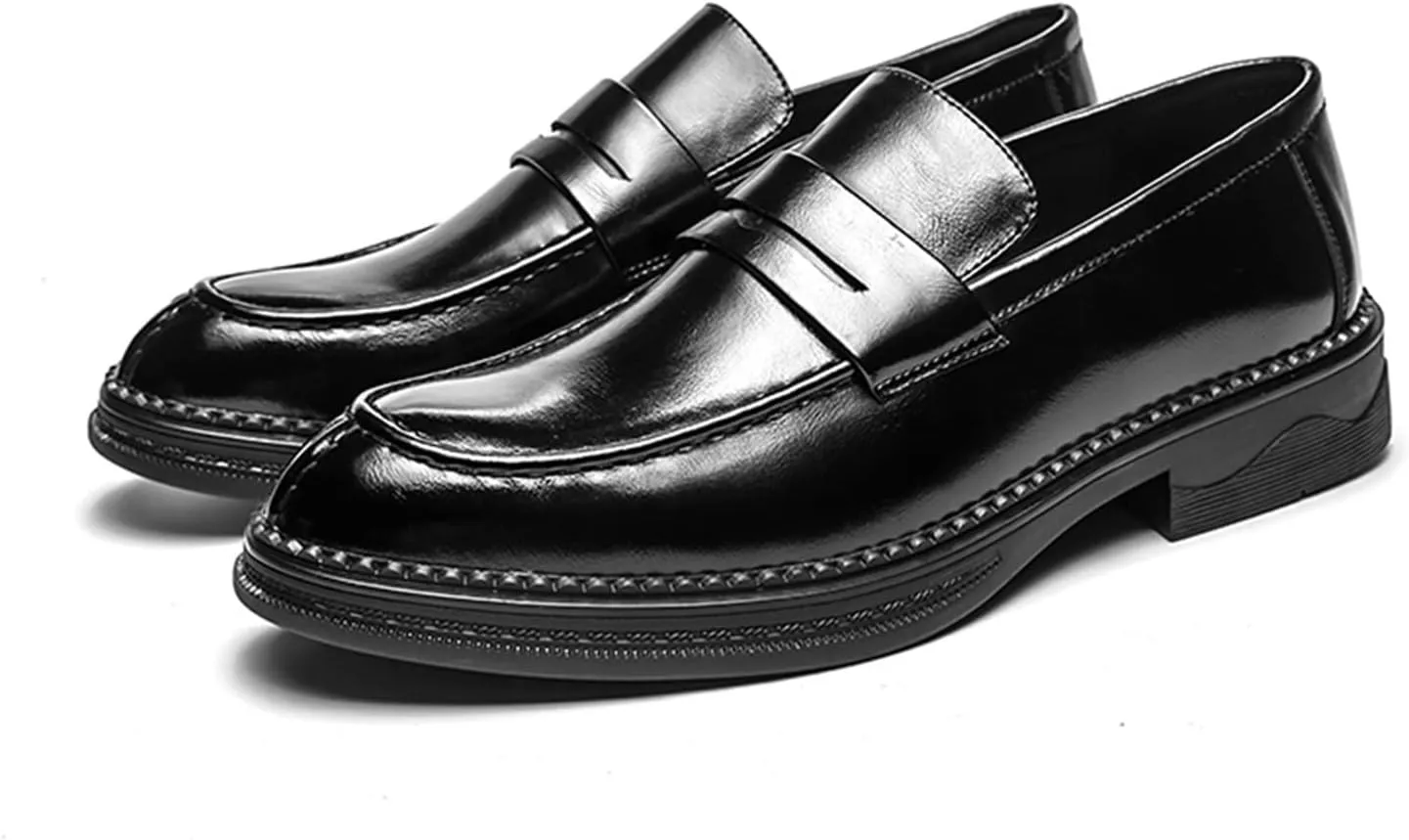 HOOENG Loafer Shoes Driving Moccasins for Men Simple Slip On Penny Loafers Vegan Leather Anti-Slip Flat Heel Flexible Outdoor Slip On