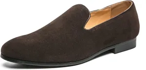 HOOENG Loafer Shoes for Men Simple Smoking Loafers Moccasins Shoes Vegan Leather Resistant Lightweight Anti-Slip Walking Slip On (Color : Brown, Size : 10)