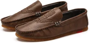 HOOENG Smoking Loafer Shoes for Men Skeleton Vegan Leather Stitching Details Round Toe Rubber Sole Anti-Slip Flexible Resistant Lightweight Outdoor Slip On (Color : Brown, Size : 10)