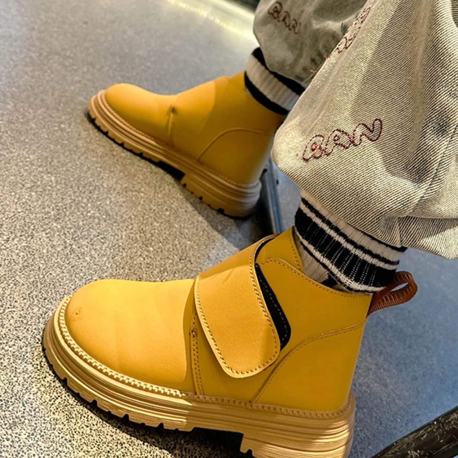 Infant Toddler Kids Winter Ankle Boot Solid Classic Water Proof Rubber Soft Sole Anti Slip Shoes for Outdoor Casual
