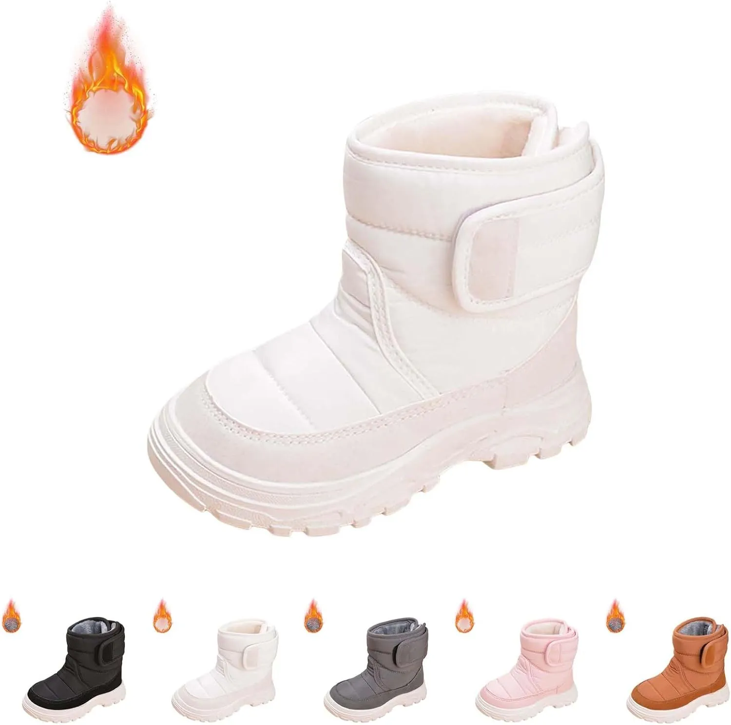 Insulated Snow Shoes For Boy Winter Walking Shoes For Baby Non Slip Plush Lined Ankle Boots Waterproof Hiking Boots