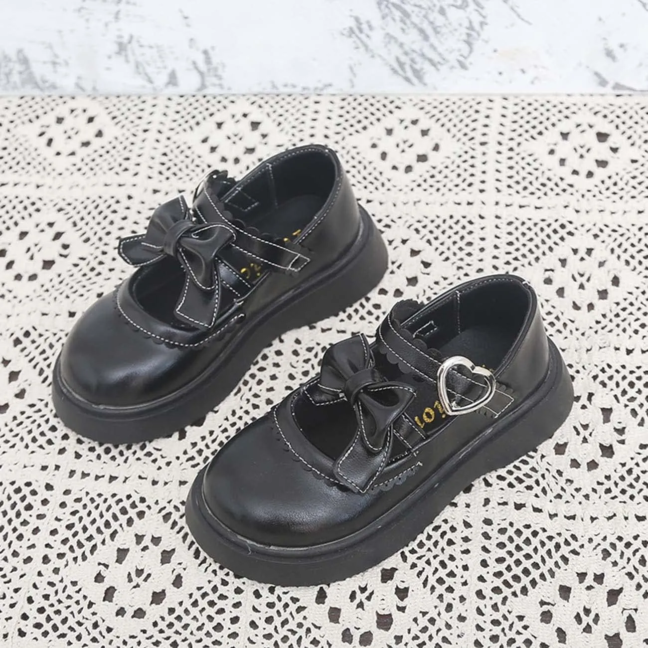JOEupin Girls Lolita Mary Jane Flats Sweet Bow Low Heel Princess Oxford Dress Shoes