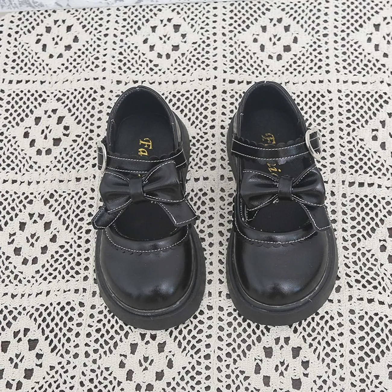 JOEupin Girls Lolita Mary Jane Flats Sweet Bow Low Heel Princess Oxford Dress Shoes