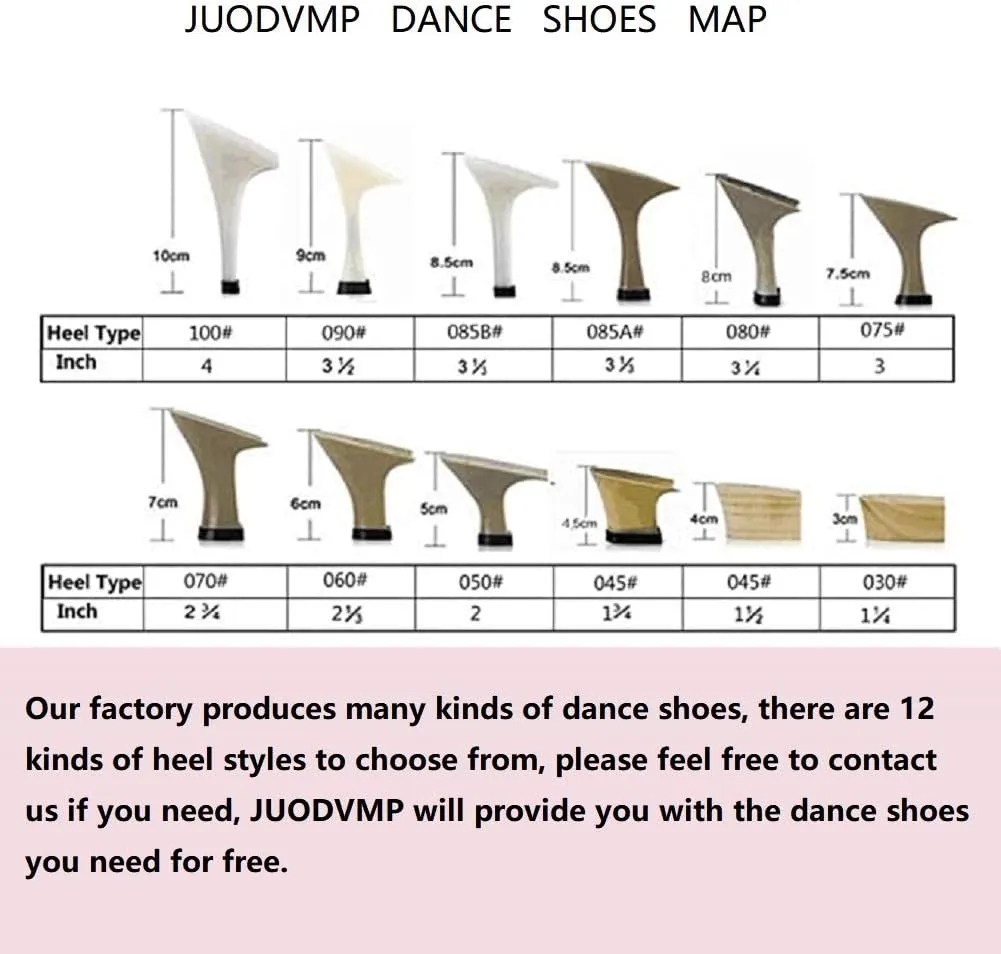 JUODVMP Women's Latin Salsa Dance Shoes Black Satin with Rhinestones Braided Ballroom Shoes Model L506