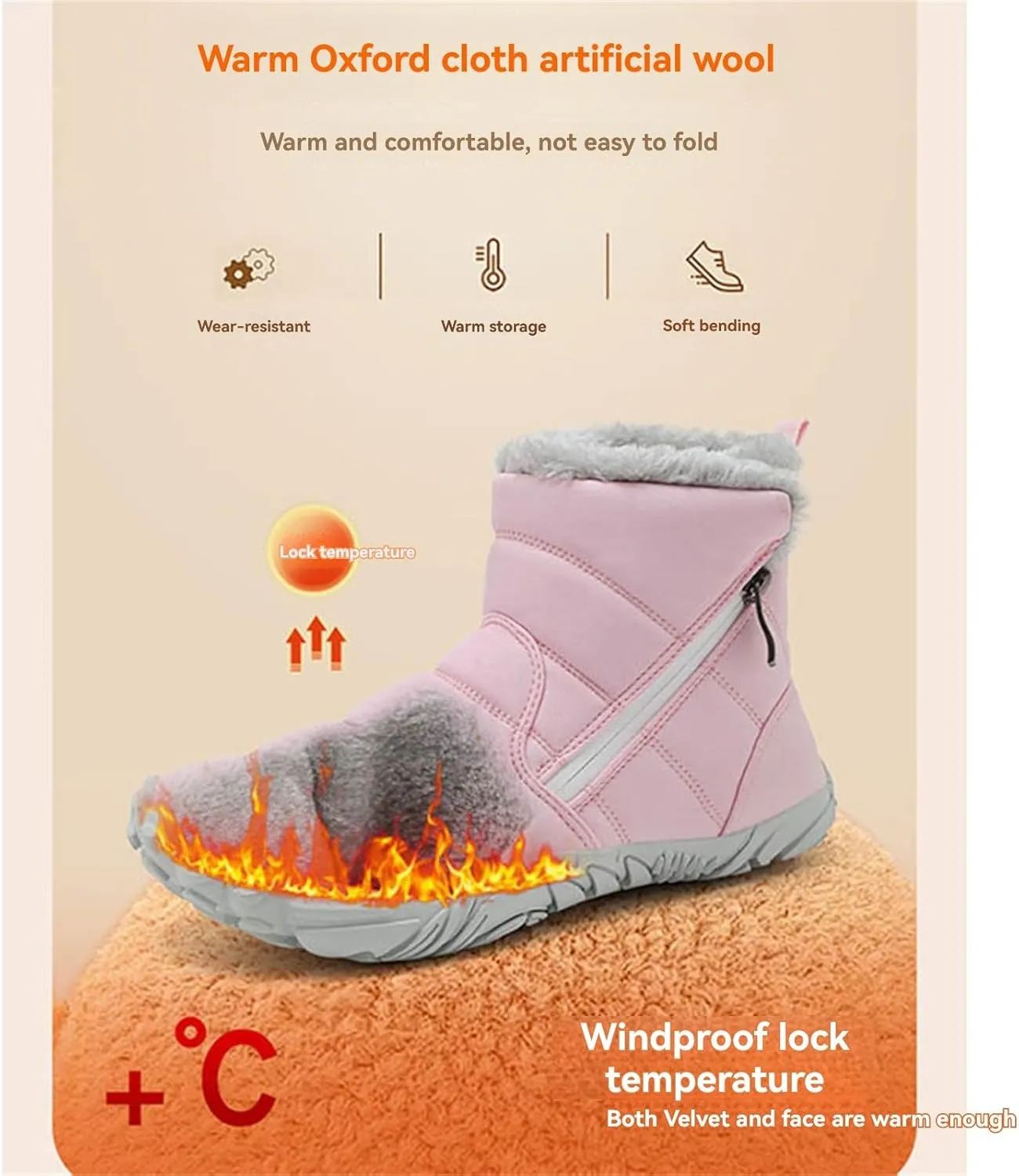 Kids Fr Lined Barefoot Shoes, Unisex-Child Wide Toe Box Hiking Boots, Boys Girls Anti-Slip High Top Snow Boots