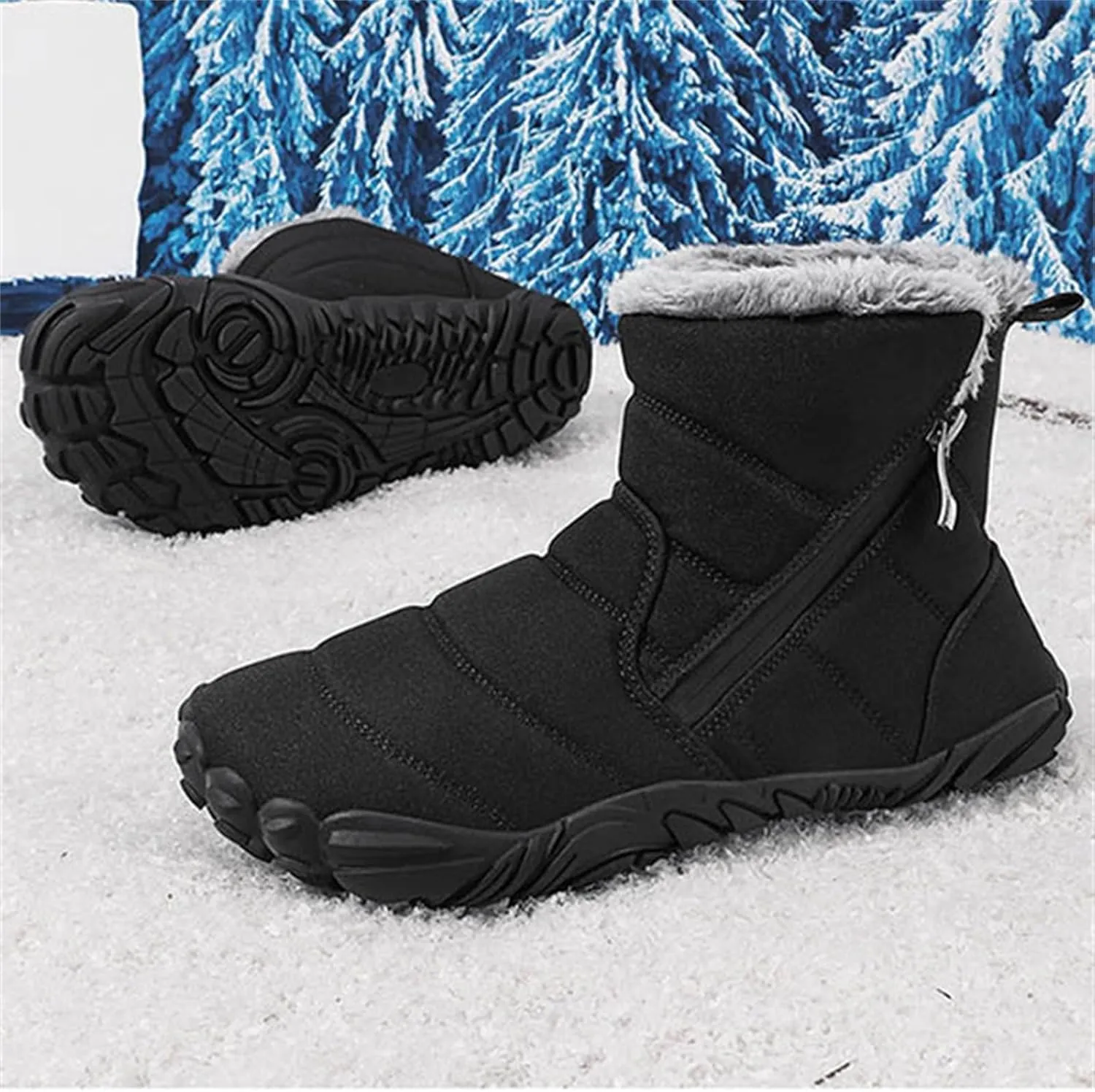 Kids Fr Lined Barefoot Shoes, Unisex-Child Wide Toe Box Hiking Boots, Boys Girls Anti-Slip High Top Snow Boots