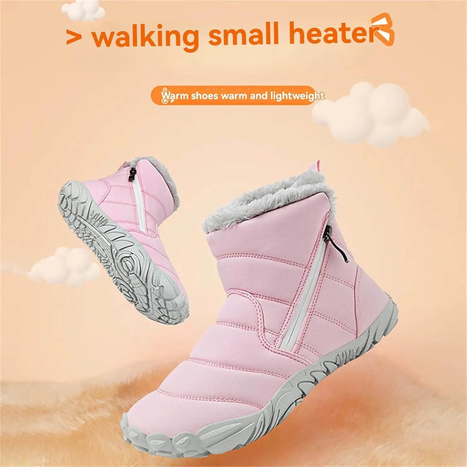 Kids Fr Lined Barefoot Shoes, Unisex-Child Wide Toe Box Hiking Boots, Boys Girls Anti-Slip High Top Snow Boots