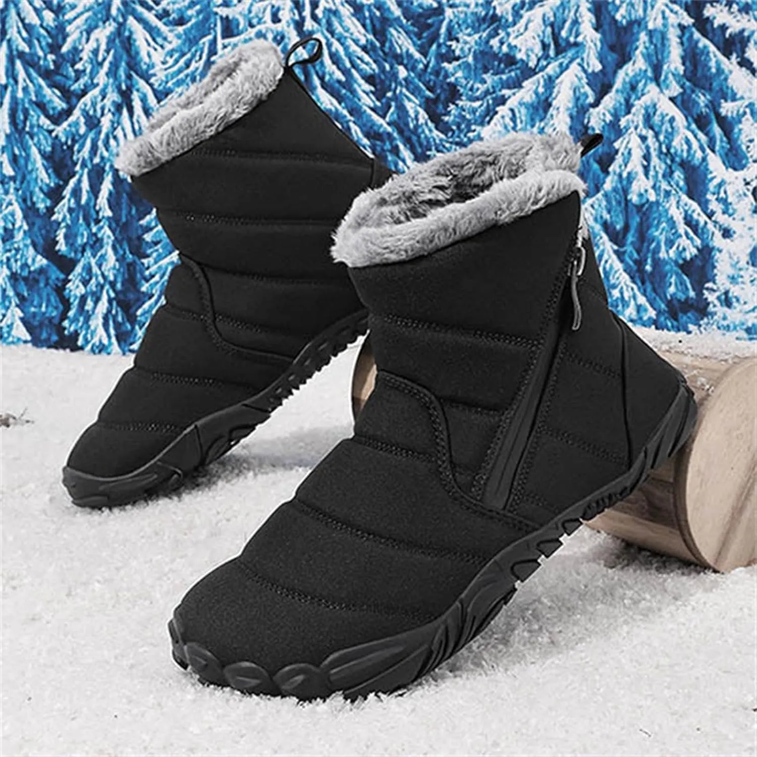 Kids Fr Lined Barefoot Shoes, Unisex-Child Wide Toe Box Hiking Boots, Boys Girls Anti-Slip High Top Snow Boots