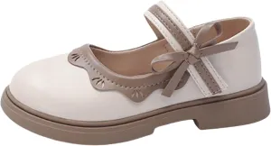 Kids Girls Bow Strap Mary Jane Sandals Low Heel Sole Rubber Ankle Shoes School UniformToddler Elegant Dance Sandals