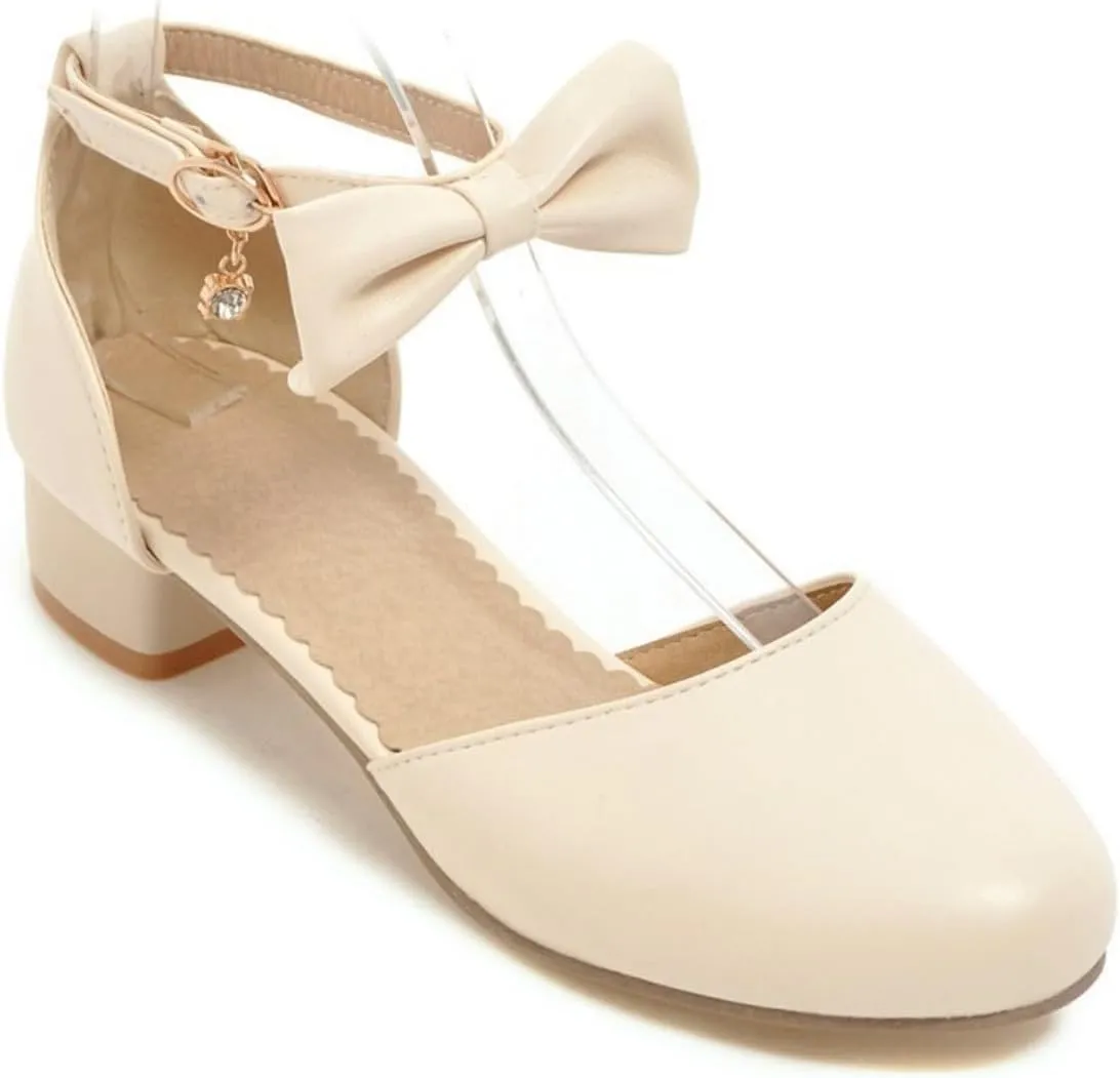 Kids Girls High Heel Closed Toe Sandals Formal Wedding Fancy Elegant Strap Ankle Shoes Toddler Birthday Sandals