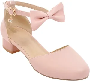 Kids Girls High Heel Closed Toe Sandals Formal Wedding Fancy Elegant Strap Ankle Shoes Toddler Birthday Sandals