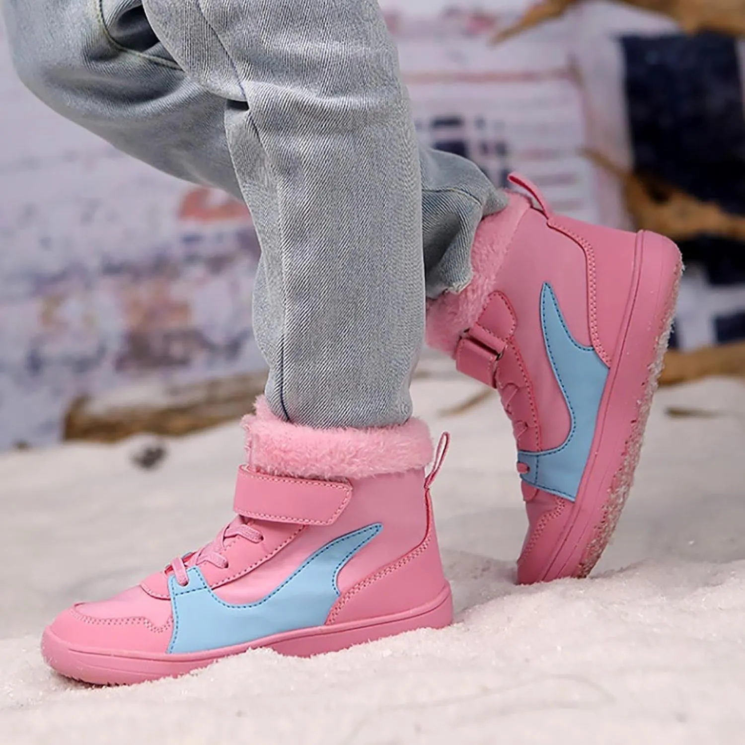 Kids High Top Sneakers Fashion Basketball Tennis Shoes Running Sports Ankle Boots Hook and Loop Casual Walking Shoe