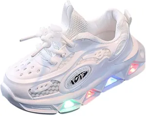 Kids Light-Up Flashing Sneaker Athletic Running Shoes with Strap, Fashionable and Fun for Boys Girls Hot Dress Toddler