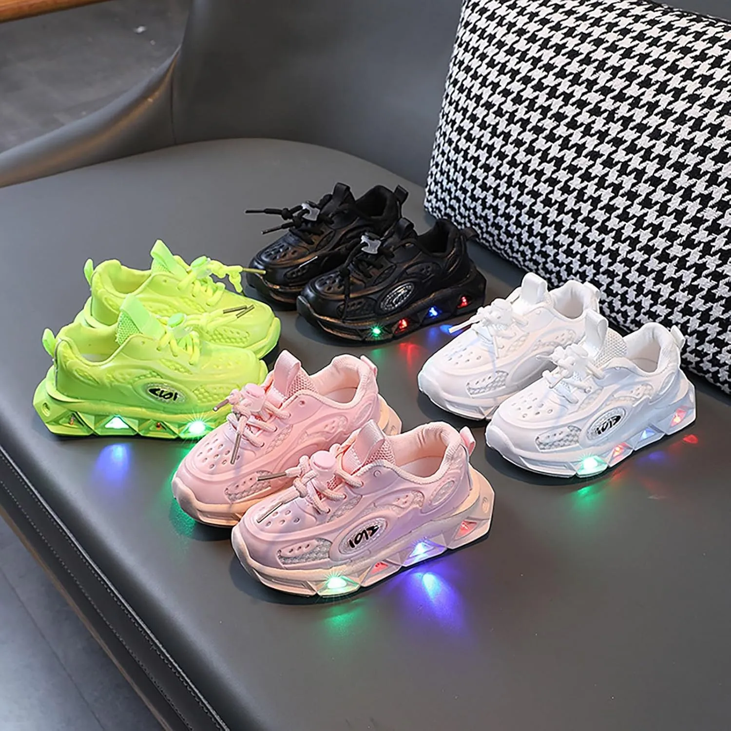 Kids Light-Up Flashing Sneaker Athletic Running Shoes with Strap, Fashionable and Fun for Boys Girls Hot Dress Toddler