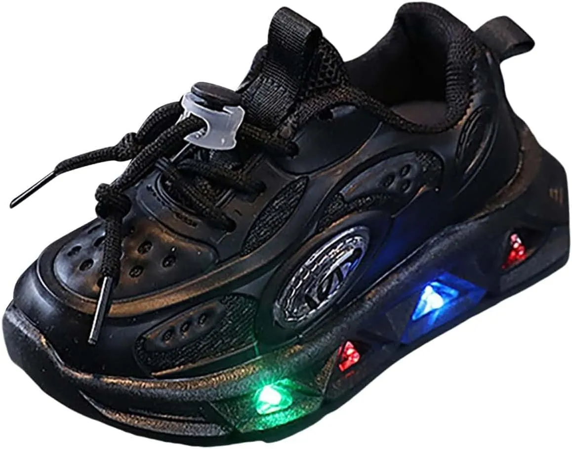 Kids Light-Up Flashing Sneaker Athletic Running Shoes with Strap, Fashionable and Fun for Boys Girls Hot Dress Toddler