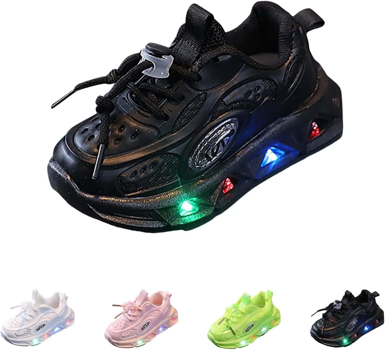 Kids Light-Up Flashing Sneaker Athletic Running Shoes with Strap, Fashionable and Fun for Boys Girls Hot Dress Toddler