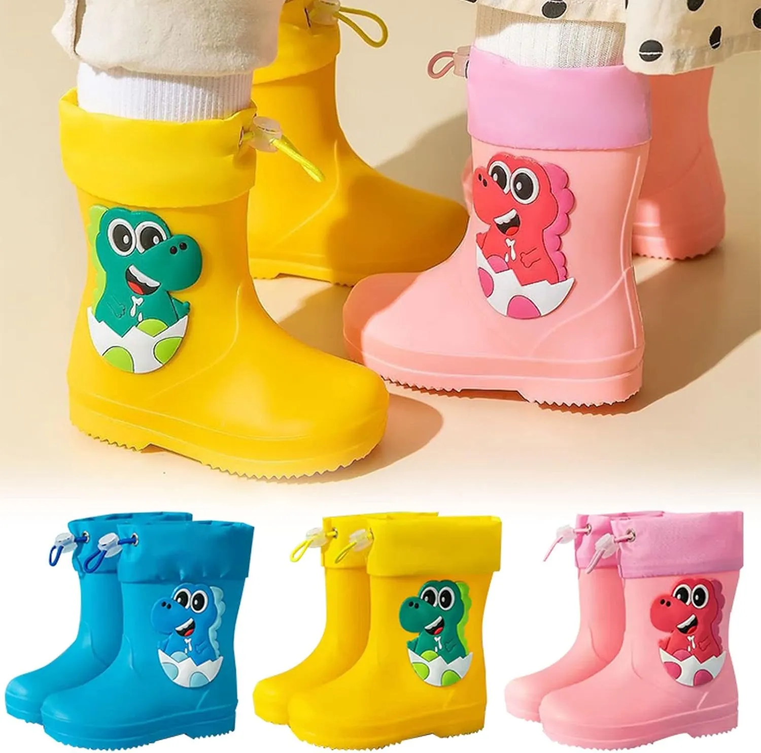 Kids Rain Boots With An Elastic Boot Collar Toddler Rain Shoes Children Waterproof Boots For Boys Kids Rain Boots