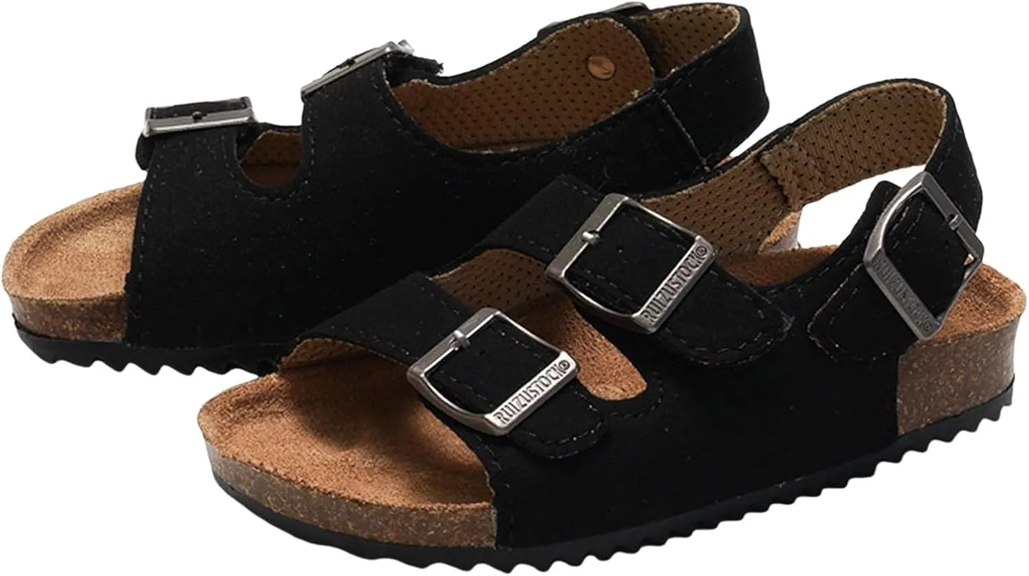 Kids Sandals Boys Girls Cork Footbed Sandals Comfort Adjustable Back Strap Slippers Double Buckle Slides Summer Beach Sandals