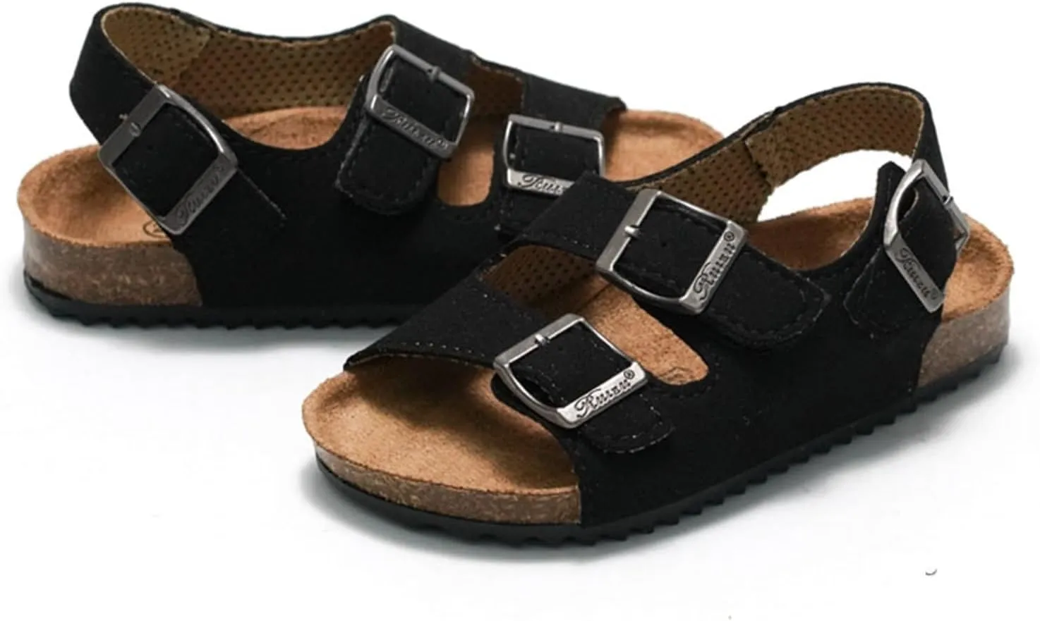Kids Sandals Boys Girls Cork Footbed Sandals Comfort Adjustable Back Strap Slippers Double Buckle Slides Summer Beach Sandals