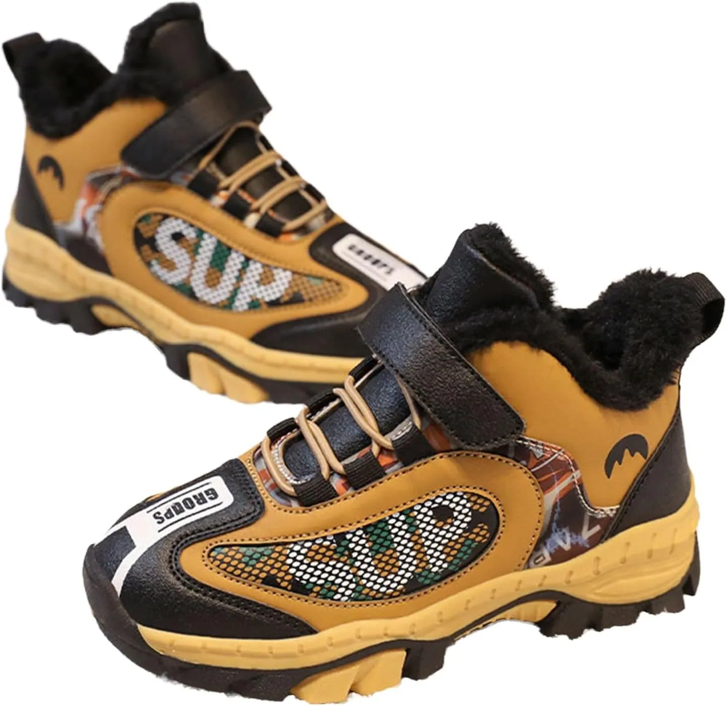 Kids Warm Fr Lined Ankle Snow Boots for Girls Boys Comfy Winter Shoes Lightweight Running Athletic Sneakers