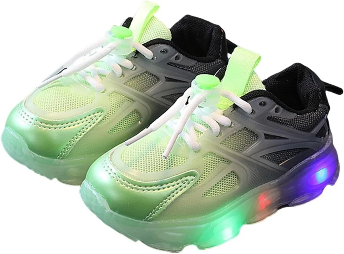 Little Boys Girls Light Up Shoes Breathable Lightweight Comfy Soft Running Trainer Tennis Sneakers for Toddler Kids
