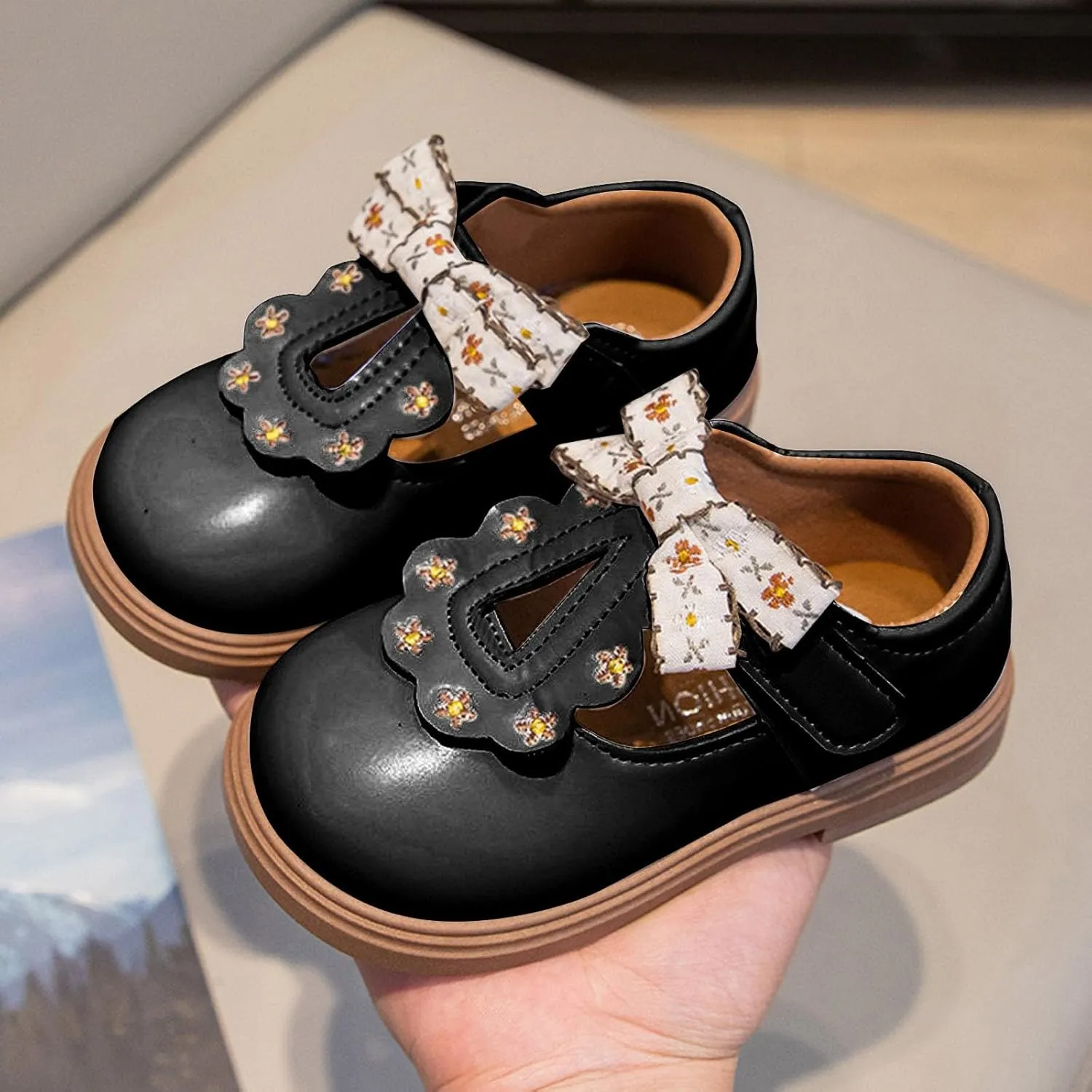 Little Girl Easter Summer Dress Shoes New Girls Princess Shoes with Floral Bows Fashionable Soft Soled Leather