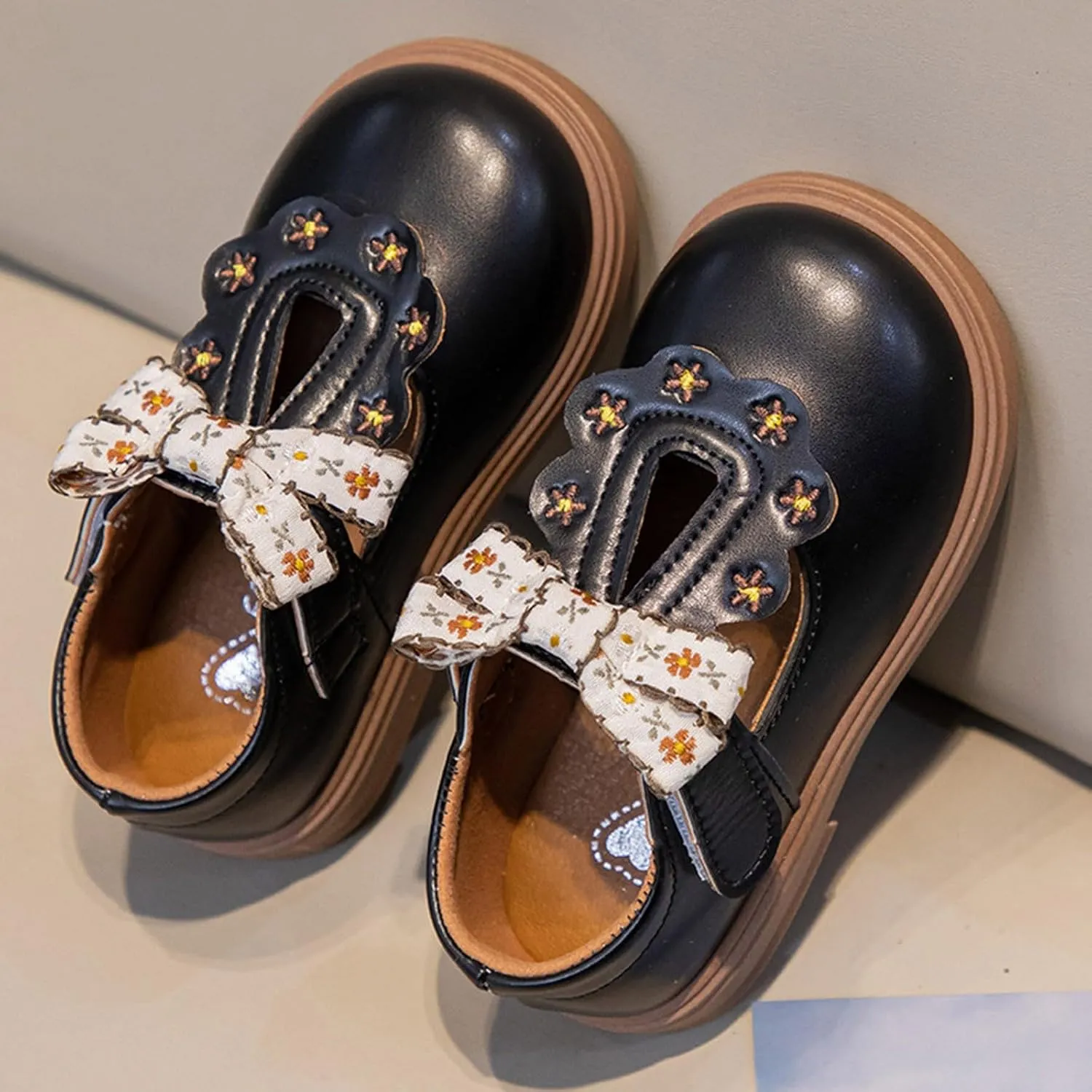 Little Girl Easter Summer Dress Shoes New Girls Princess Shoes with Floral Bows Fashionable Soft Soled Leather