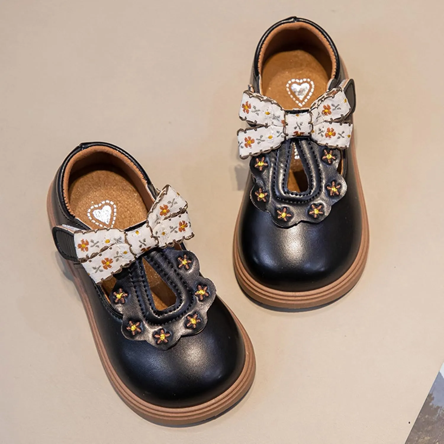 Little Girl Easter Summer Dress Shoes New Girls Princess Shoes with Floral Bows Fashionable Soft Soled Leather