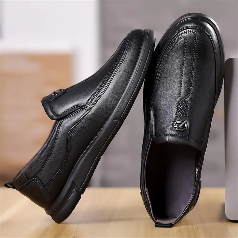Loafers for Men Vegan Leather Comfor Tuxedo Solid Color Round Toe Wedding Slip Resistant Shoe Slip-on