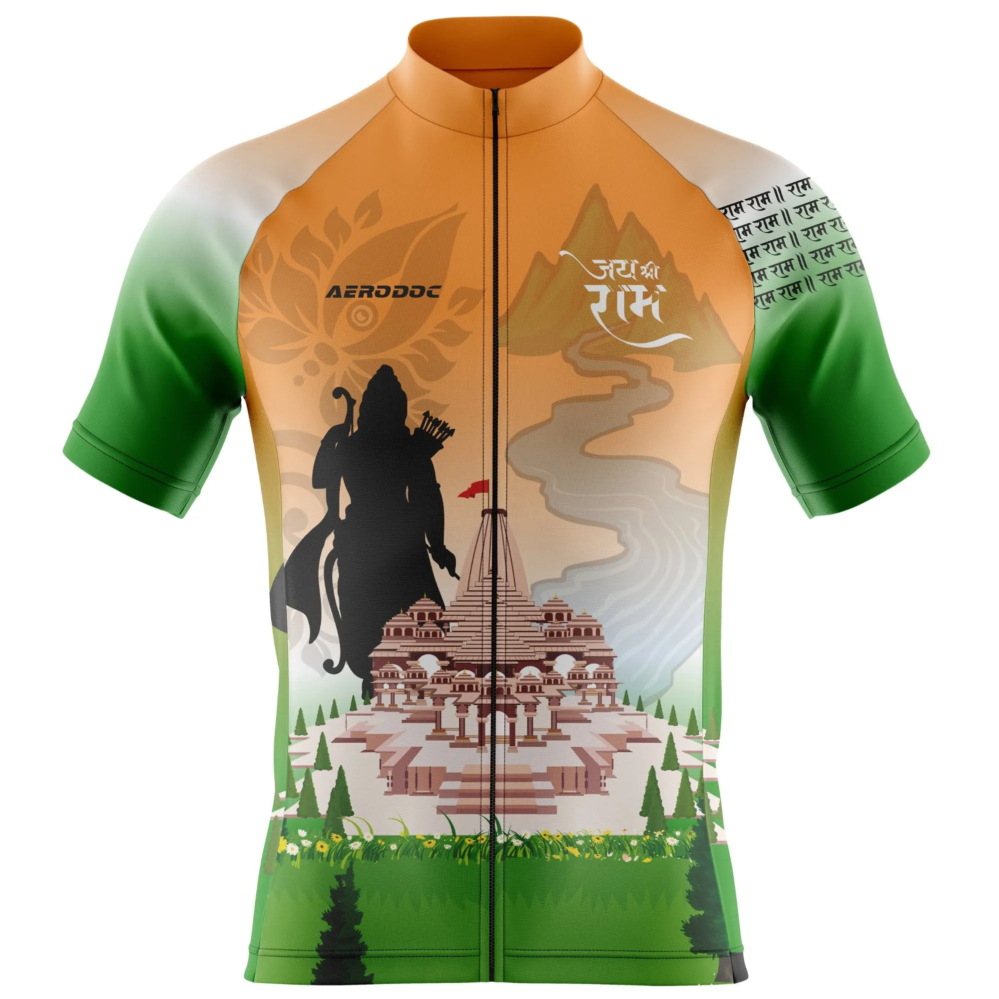 Lord Ram Inspired Cycling Kit  Tricolor Jersey & Gel Padded Bib Shorts